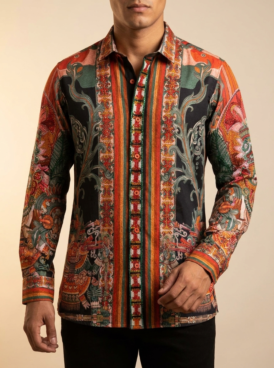 Aztec Heritage Graphic Print Western Shirt #4SPR11