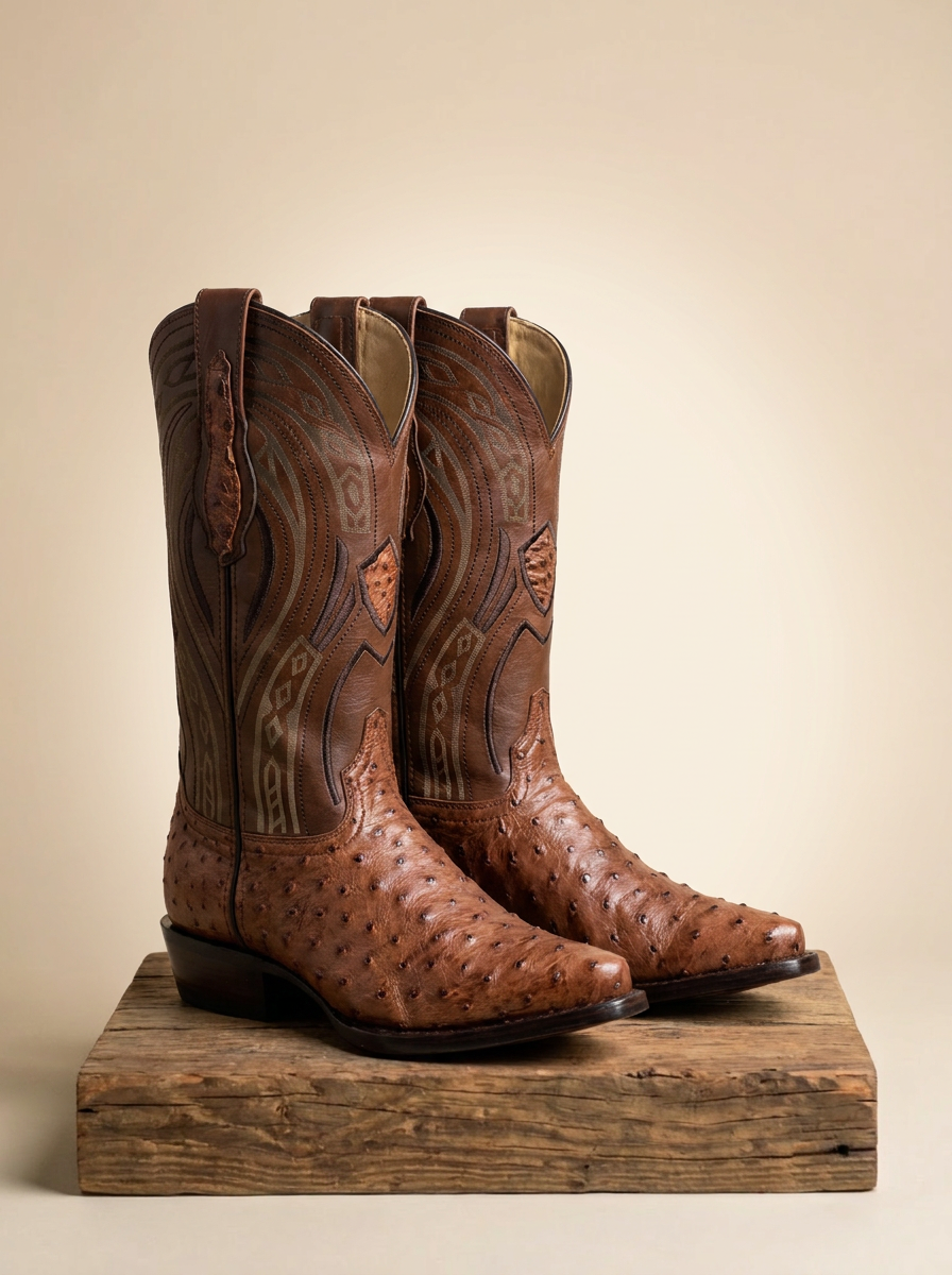 Centenario Boots #CEN-EX-3 Ostrich Brandy