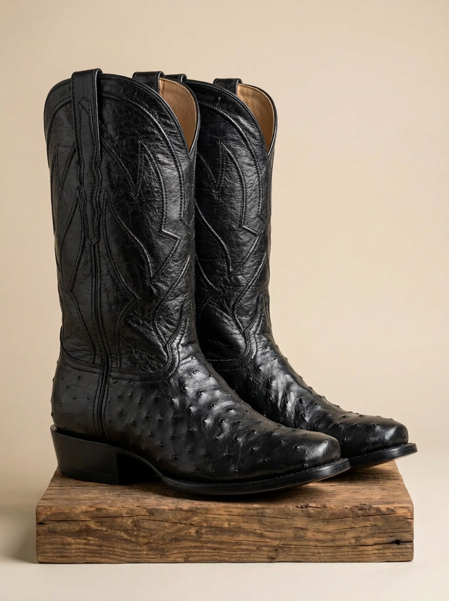 Centenario Boots #CEN-EX-4 Ostrich Black