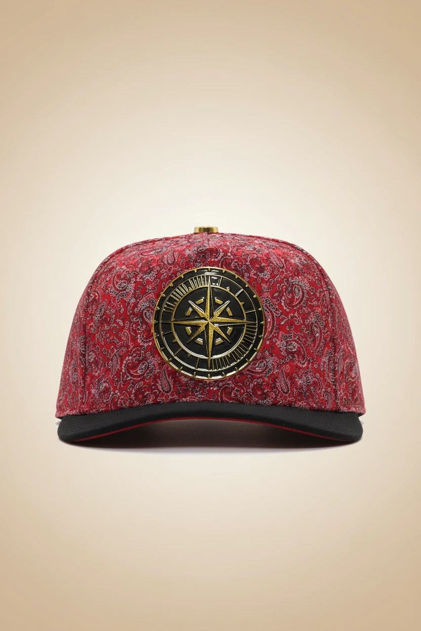 Ferreti Royal Compass Red Paisley Snapback #FT202