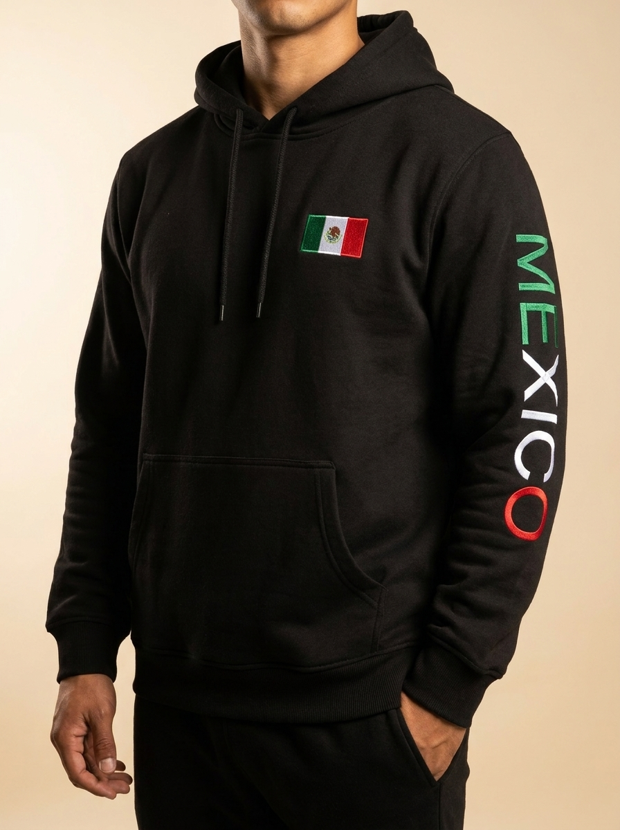Men's Mexico Flag Embroidered Hoodie #MRHS7018