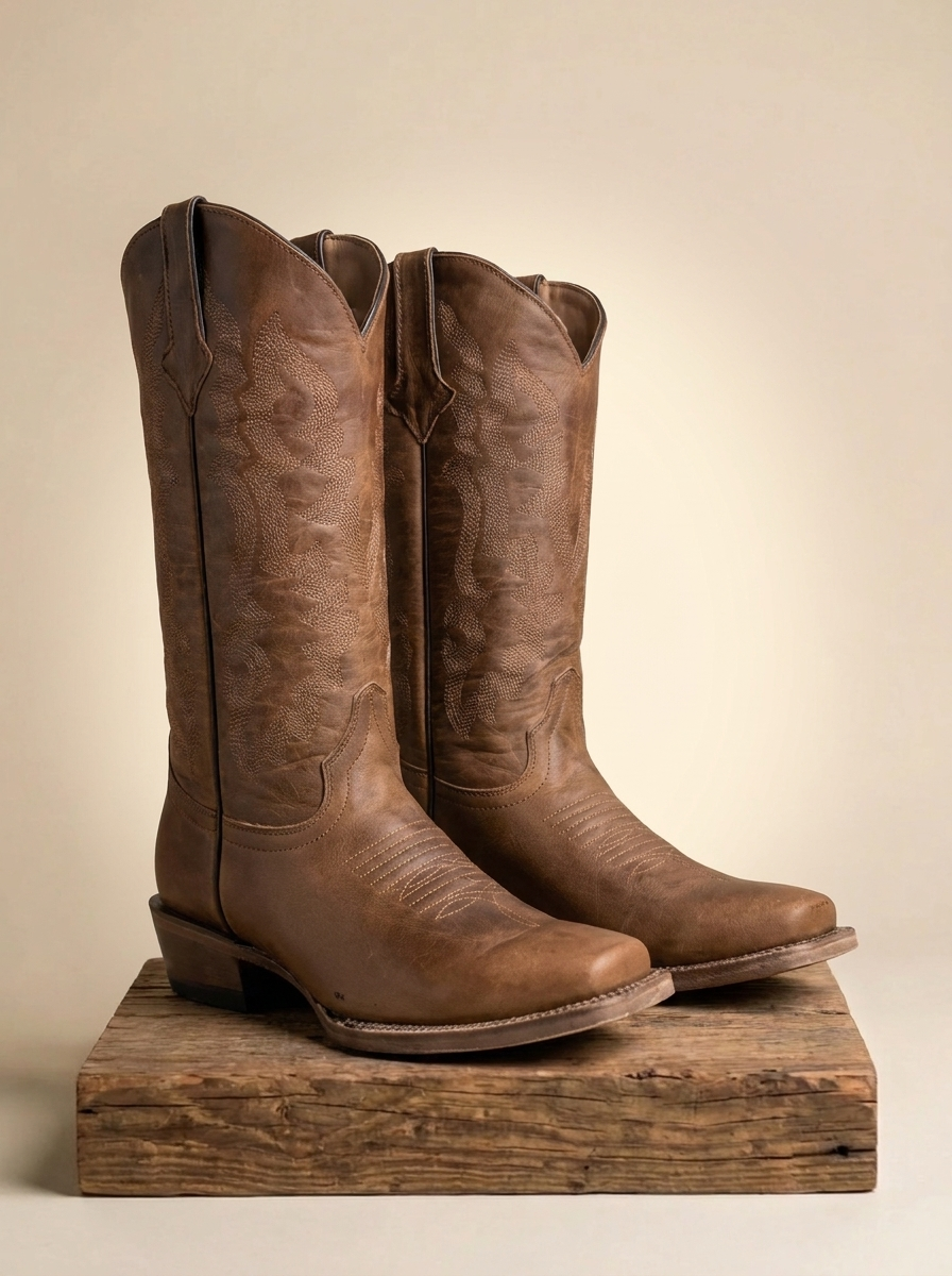 Tanner Mark #TML201383 Distressed Brown Leather Western Boots