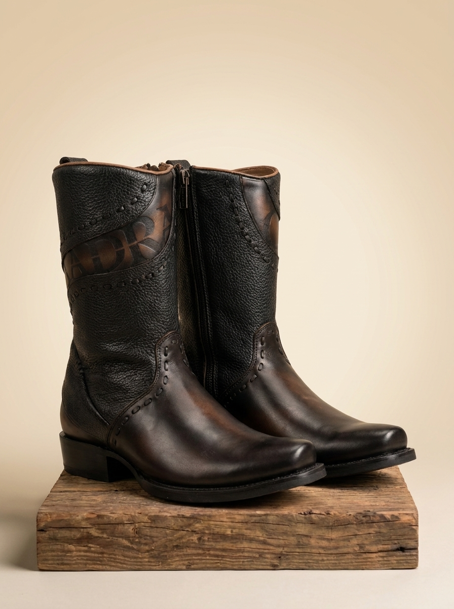 Cuadra Boots #CU559 Black Hand-Finished Leather Zipper Boot