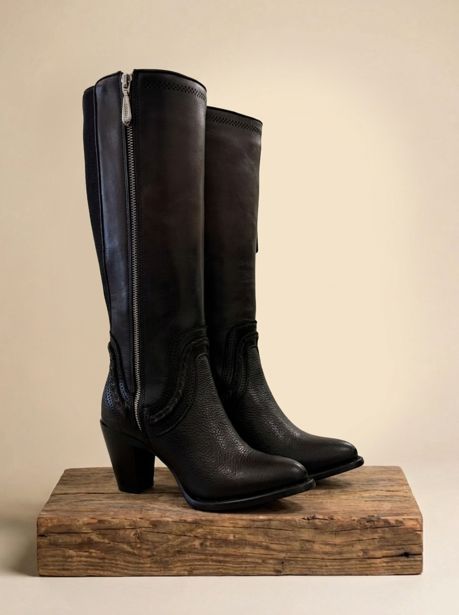 Women Cuadra Boots #CU885 Chocolate Zipper & Elastic Round Toe