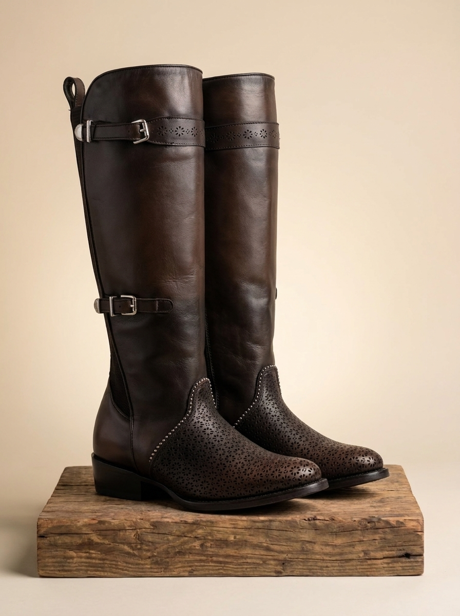 Women’s Cuadra Dark Brown Equestrian Tall Boots #CC263
