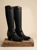 Cuadra Women's Black Genuine Stingray and Leather Tall Boots #CU725