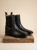 Cuadra Men's Black Full-Quill Ostrich Chelsea Boots #CU821
