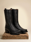 Cuadra Men's Black Genuine Ostrich Skin Western Boots #CU802