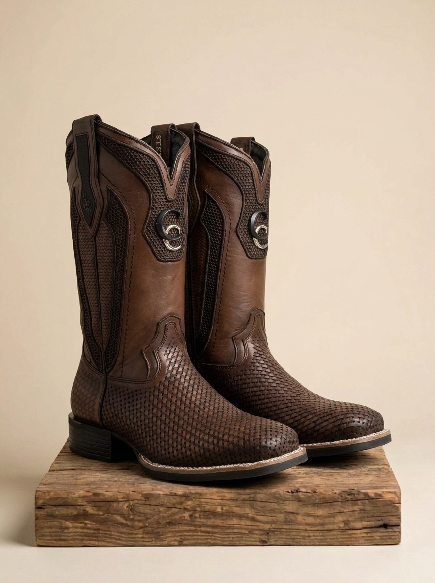 Cuadra Boots #CU984 Honey Laser & Studs Square Toe