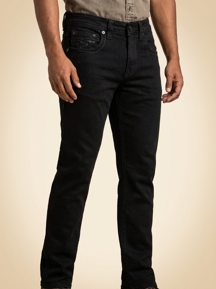 Heavy Stitch Relaxed Fit Western Denim Jeans #MJ102