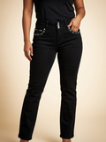 Women's High-Rise Black Western Jeans with Rhinestone Pocket Detailing #EC-004