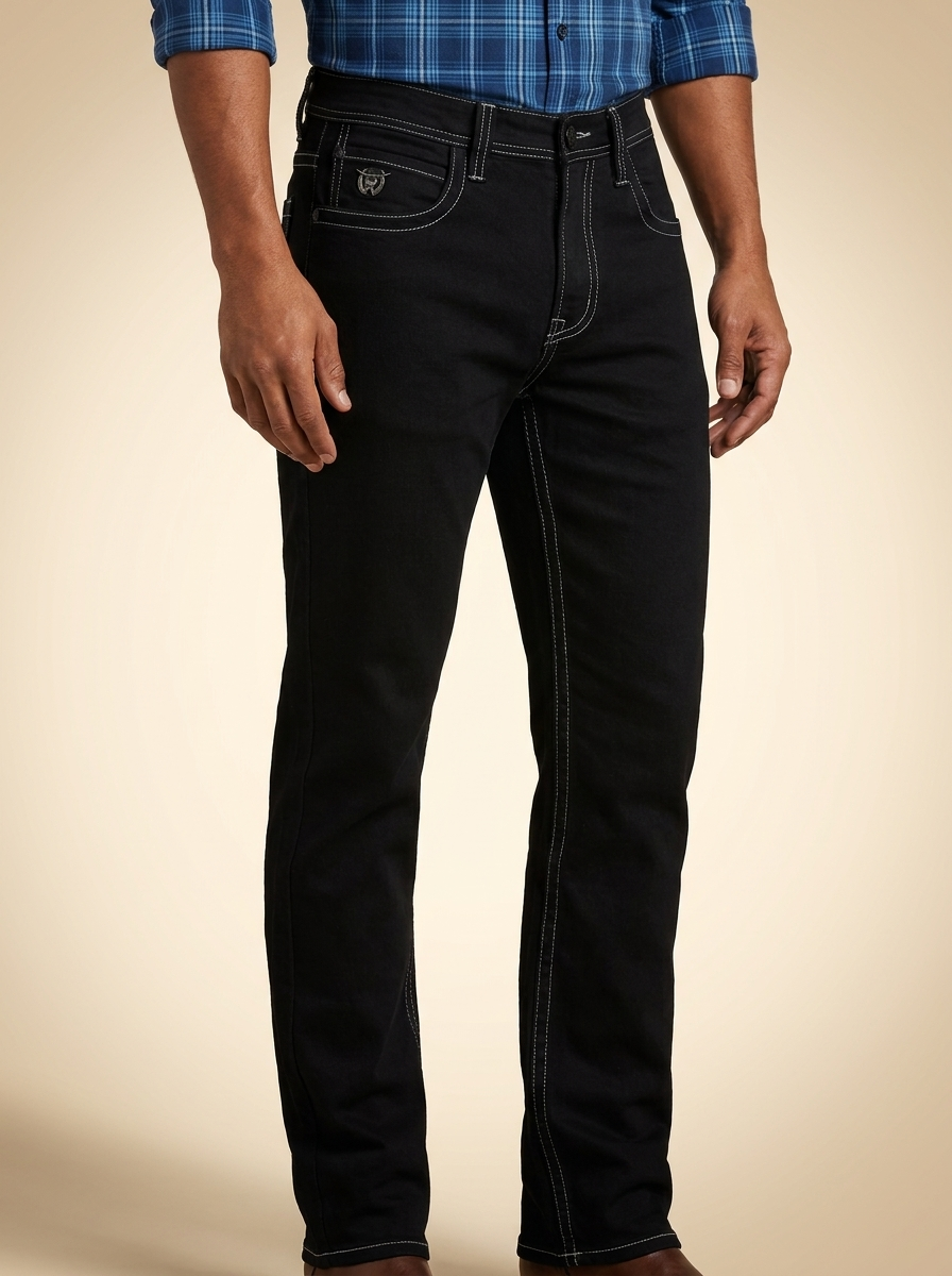 Men's Western Bootcut Jeans Contrast Stitching #MJ103