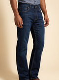 Relaxed Fit Dark Wash Western Denim Jeans #HNS-01