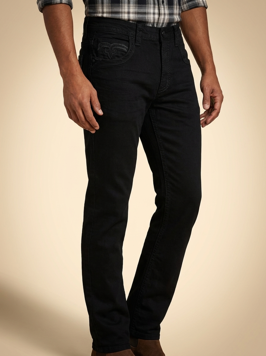 Men's Relaxed Fit Bootcut Western Jeans with Heavy Embroidery #MJ101