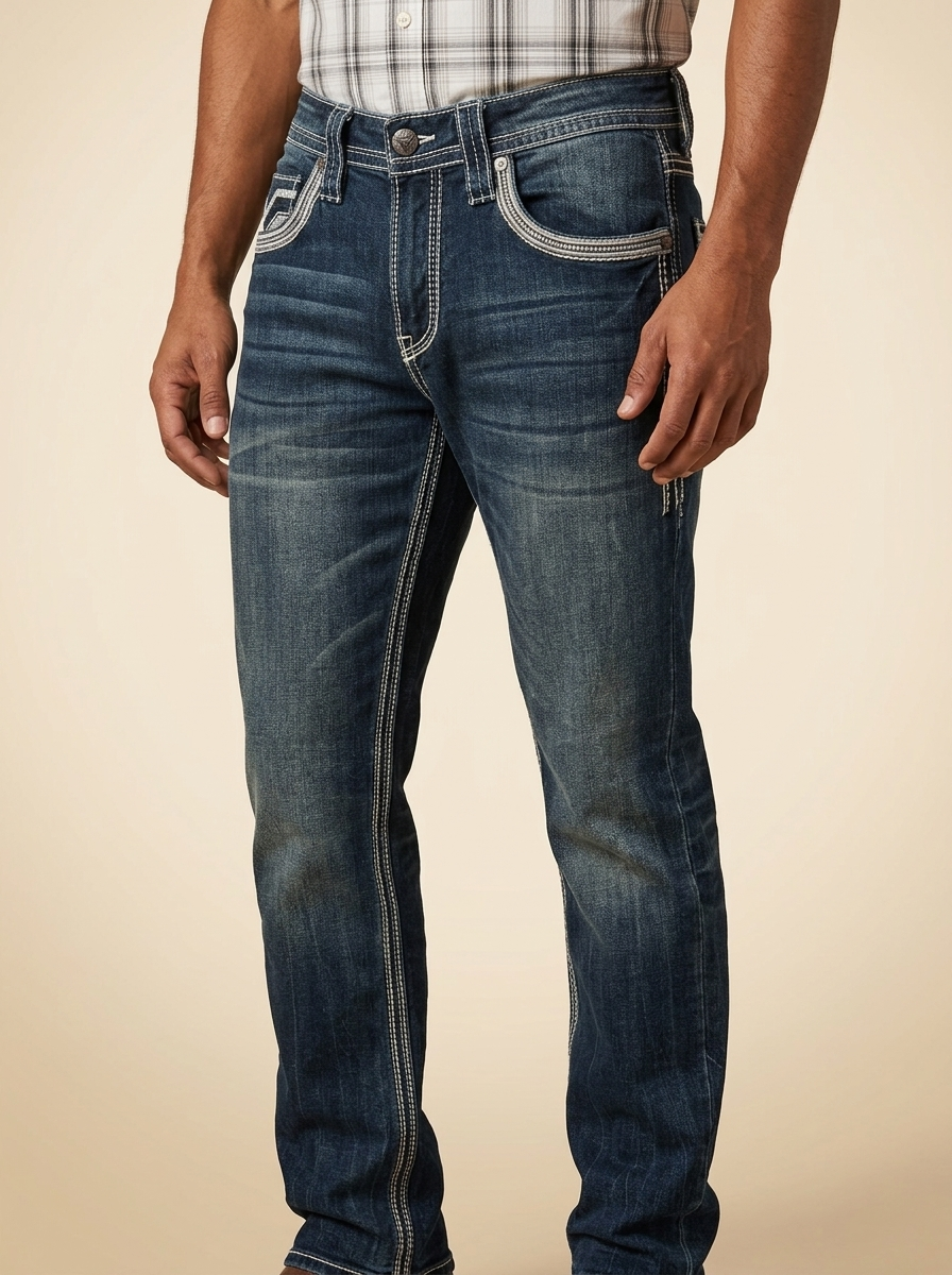 Western Heavy Stitch Denim Jeans #LAM26502