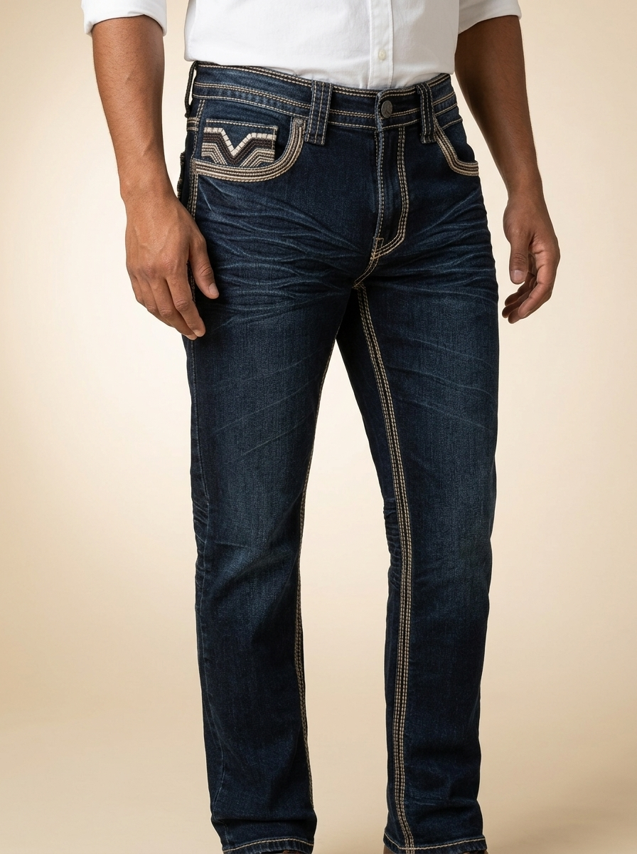 Western Heavy Stitch Denim Jeans #LAM26502