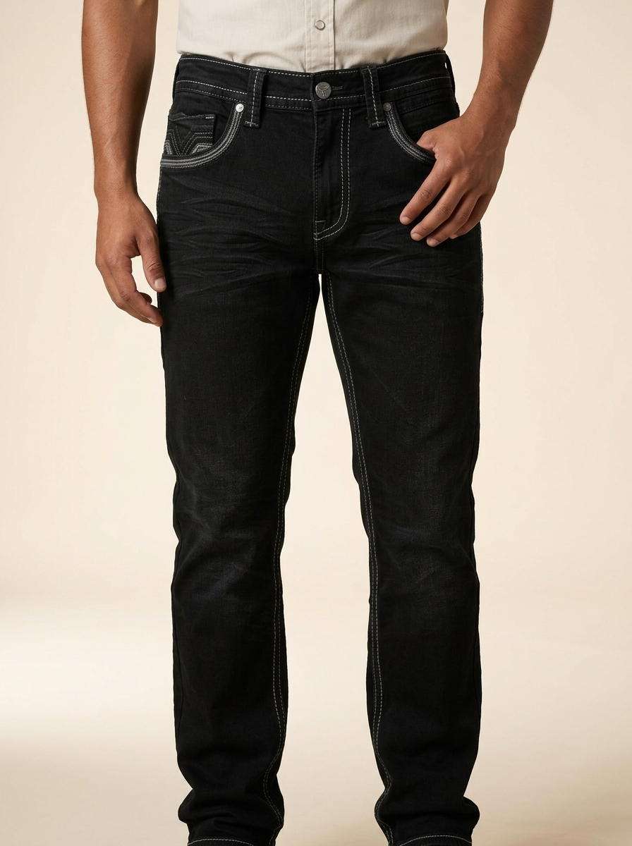 Western Heavy Stitch Denim Jeans #LAM26502