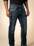Western Bootcut Jeans #LAM26503 with Heavy Contrast Stitching