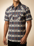 Men's Aztec Print Short Sleeve Western Snap Shirt #517H