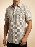 Short Sleeve Geometric Print Snap Shirt#275MH/25