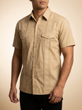 Traditional Short Sleeve Guayabera Shirt with Alforzas and Embroidery# 3002(DOS)