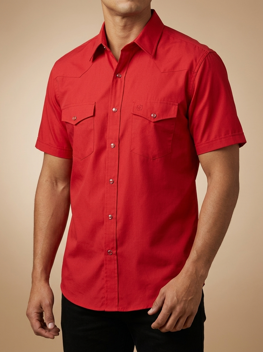 Classic Crimson Short Sleeve Western Snap Shirt #TMSH2033