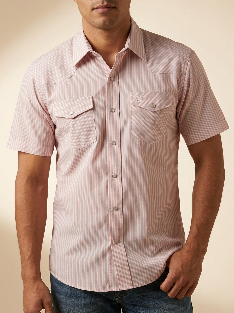 The American West Short Sleeve Striped Western Snap Shirt #271MH/25