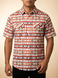Geometric Aztec Print Short Sleeve Western Work Shirt #SKCL2023141