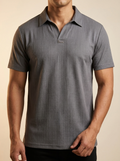Bacco Steel Grey Ribbed Texture Knit Polo #PS804