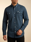 Navy Diamond Geometric Print Long Sleeve Western Shirt #FPL1002348