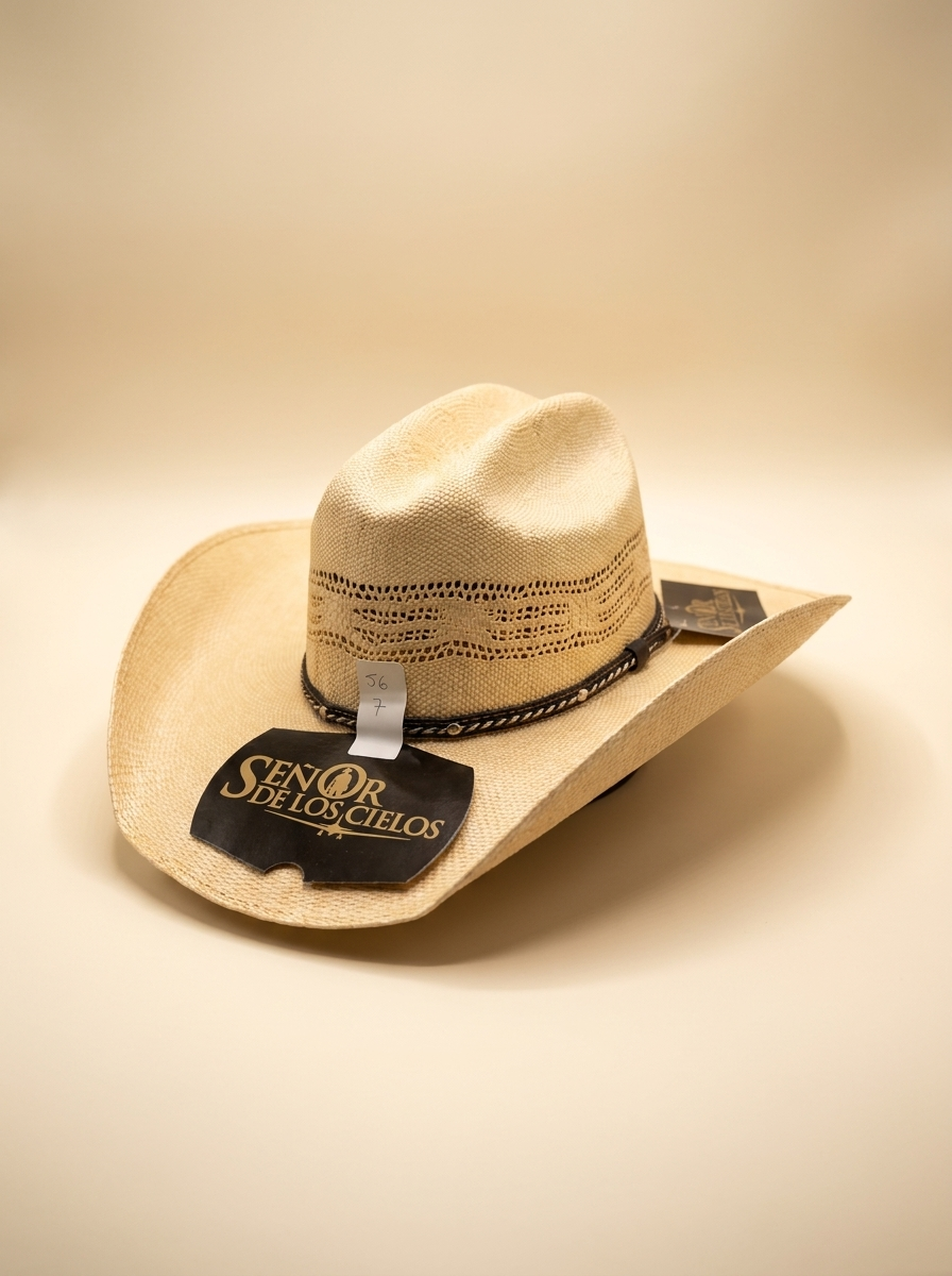 El Señor de los Cielos Cream Straw Cowboy Hat with Vented Crown