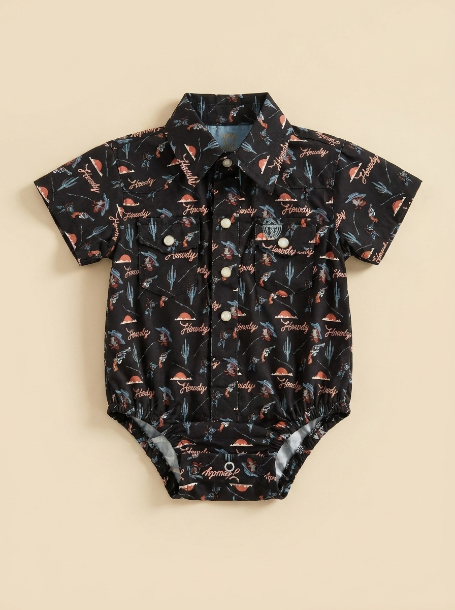 'Howdy' Printed Western Romper #130RH/25