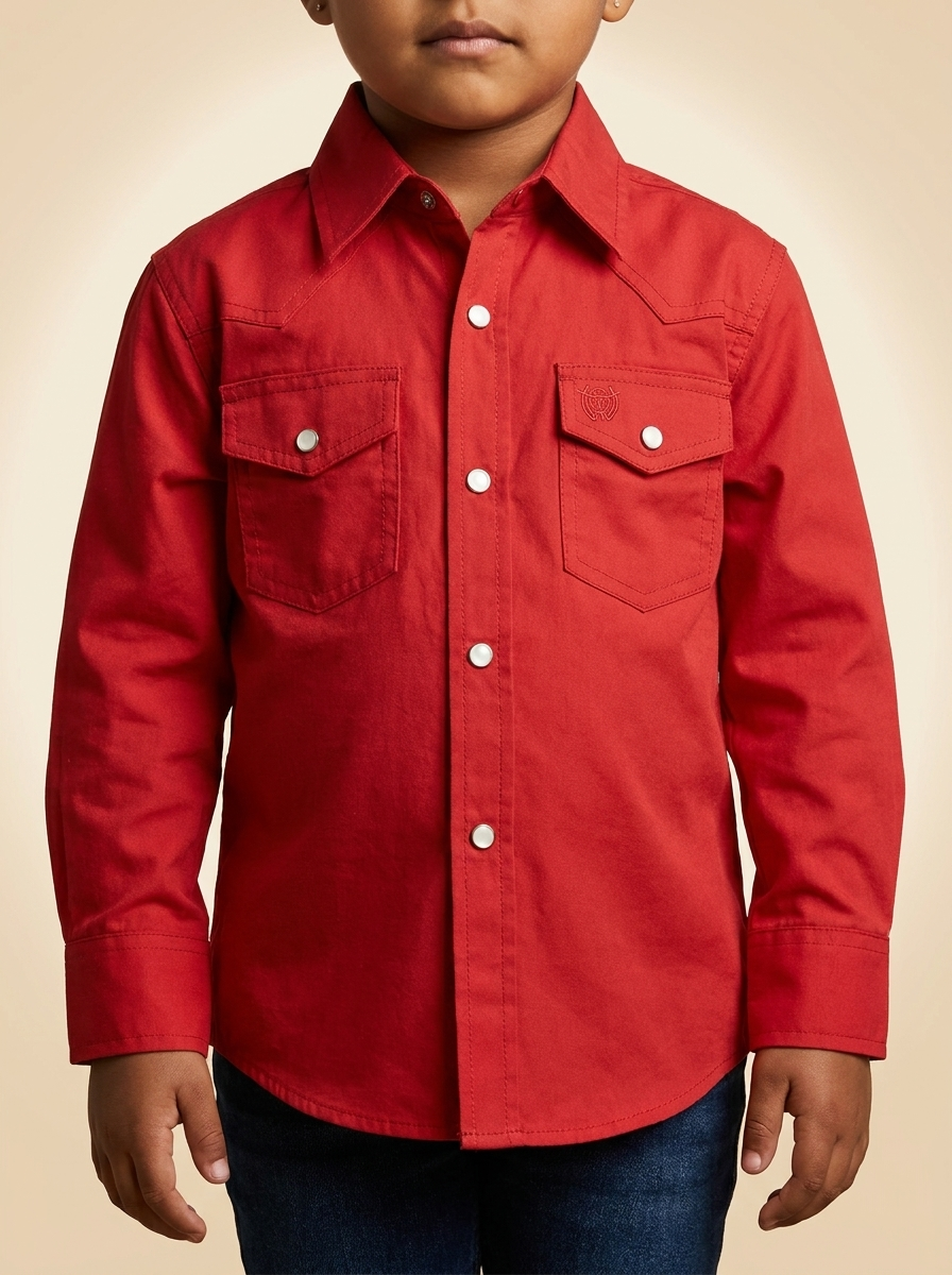Kid's Solid Western Snap Shirt #1045