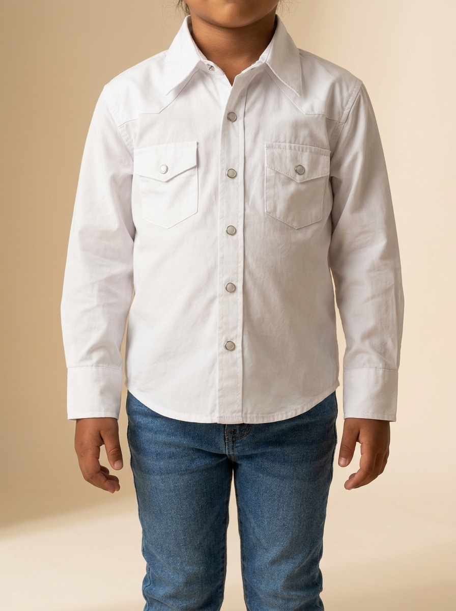 Kid's Solid Western Snap Shirt #1045