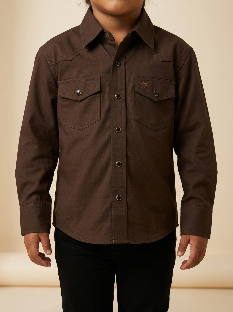 Kid's Solid Western Snap Shirt #1045