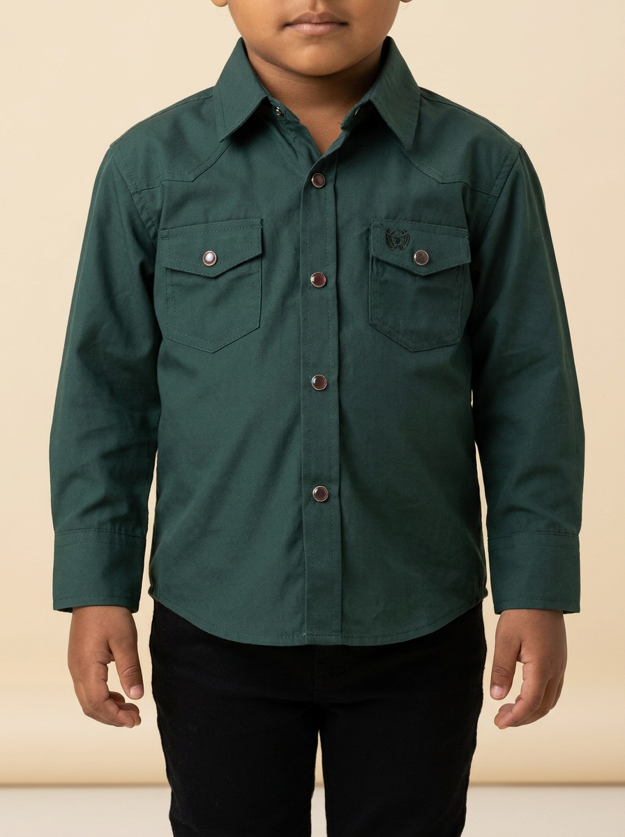 Kid's Solid Western Snap Shirt #1045