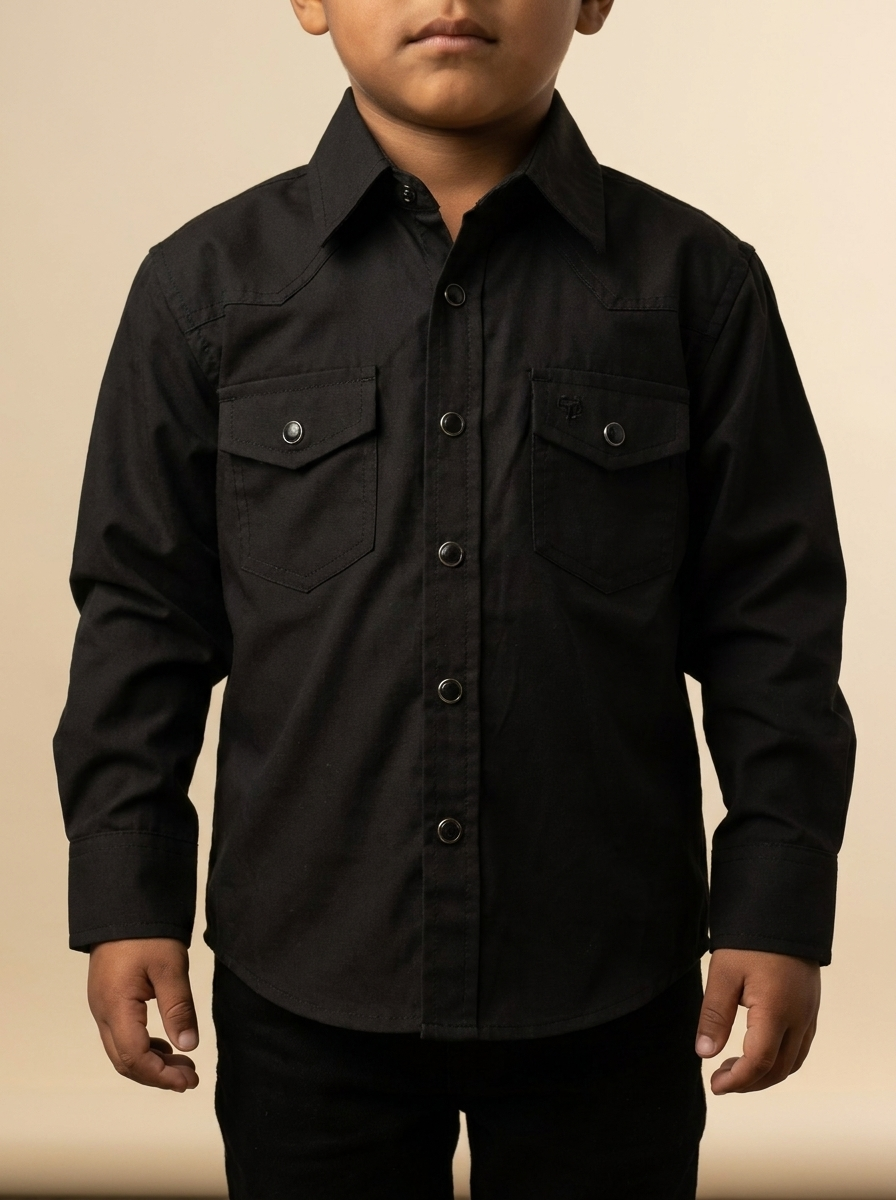 Kid's Solid Western Snap Shirt #1045