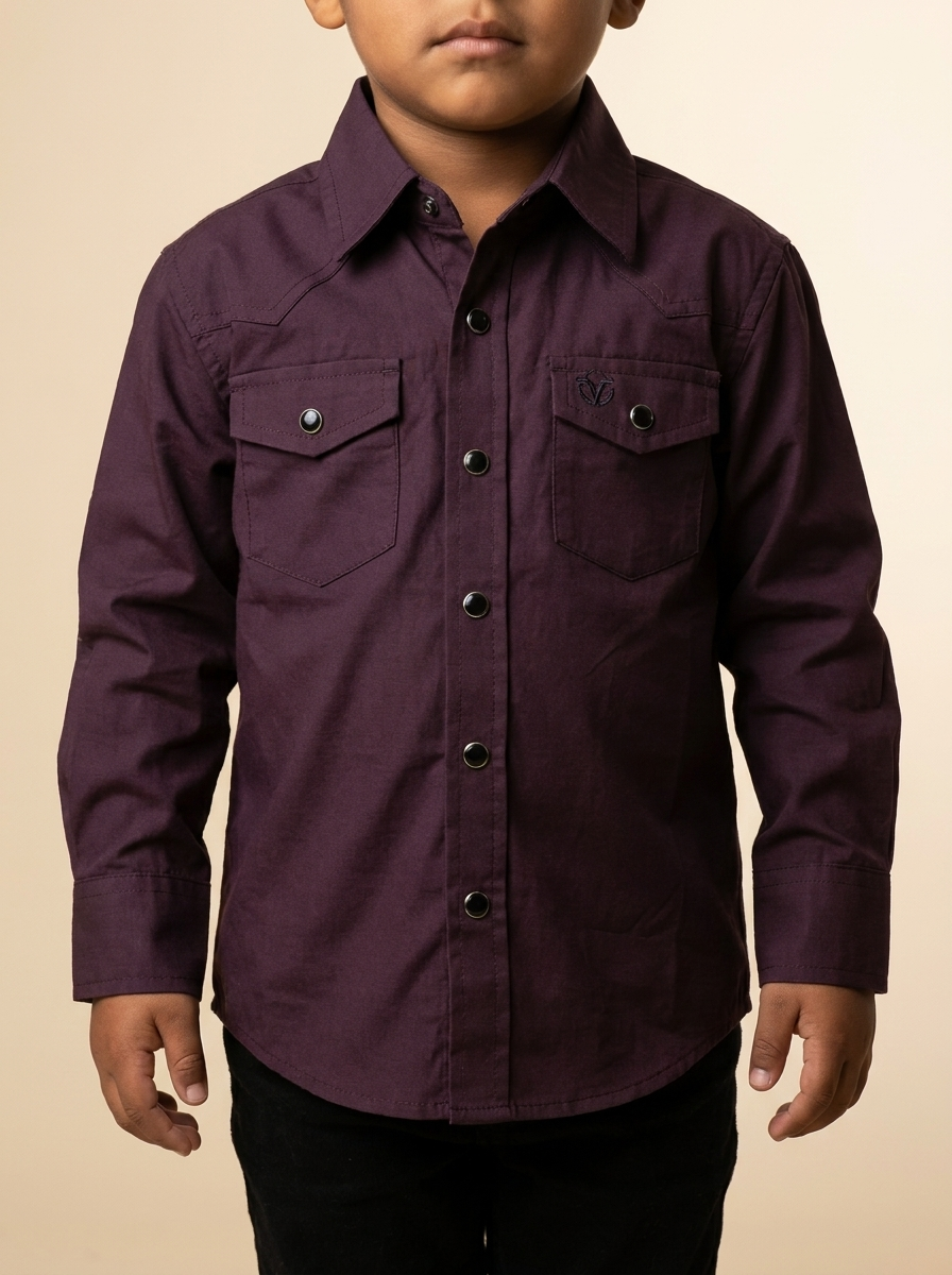 Kid's Solid Western Snap Shirt #1045