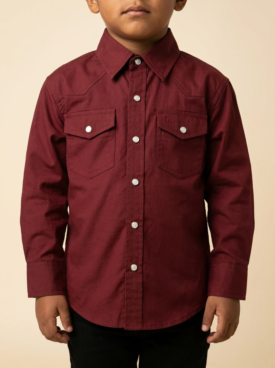 Kid's Solid Western Snap Shirt #1045