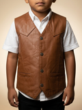 Kid’s Genuine Cognac Leather Western Vest #K22