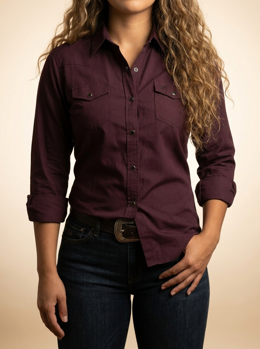 Women's Solid Western Snap Shirt with Front Yokes #1044