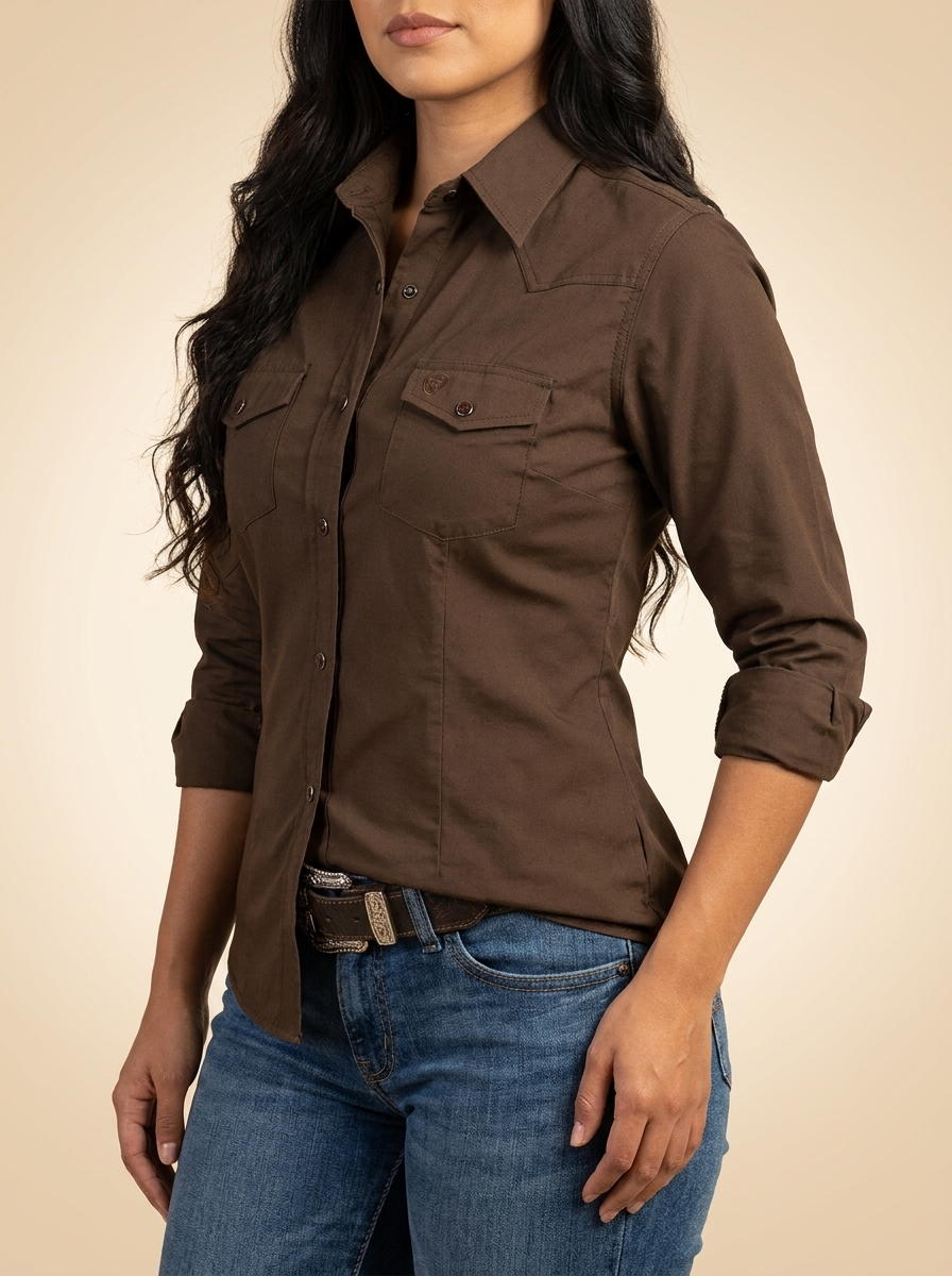 Women's Solid Western Snap Shirt with Front Yokes #1044