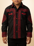 Kid White Western Gala Shirt with Intricate Embroidery#K009