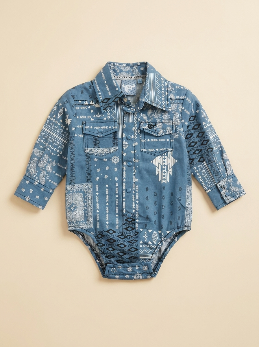 Infant Kids Aztec Bandana Print Western Bodysuit