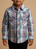 Youth Shedua Long Sleeve Plaid Western Snap Shirt #425656-190K