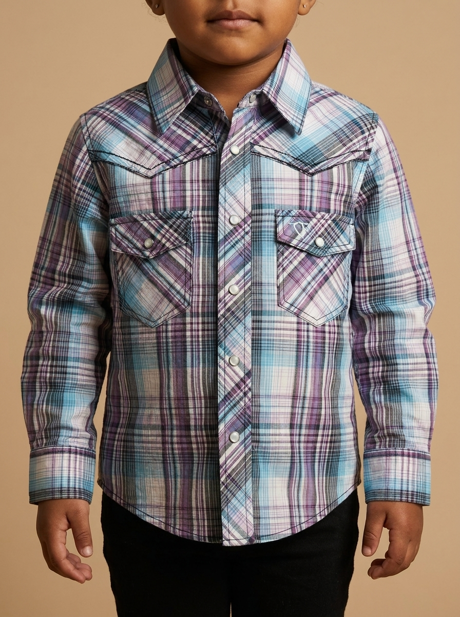 Youth Shedua Long Sleeve Plaid Western Snap Shirt #425656-190K