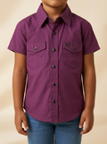 Kid’s Short Sleeve Western Snap Shirt in Plum Purple #1047
