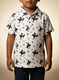 Youth White Vintage Bronc Print Western Polo #334160-020-K