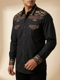 Western Snap Shirt with Southwest Pattern Yoke #LV2212