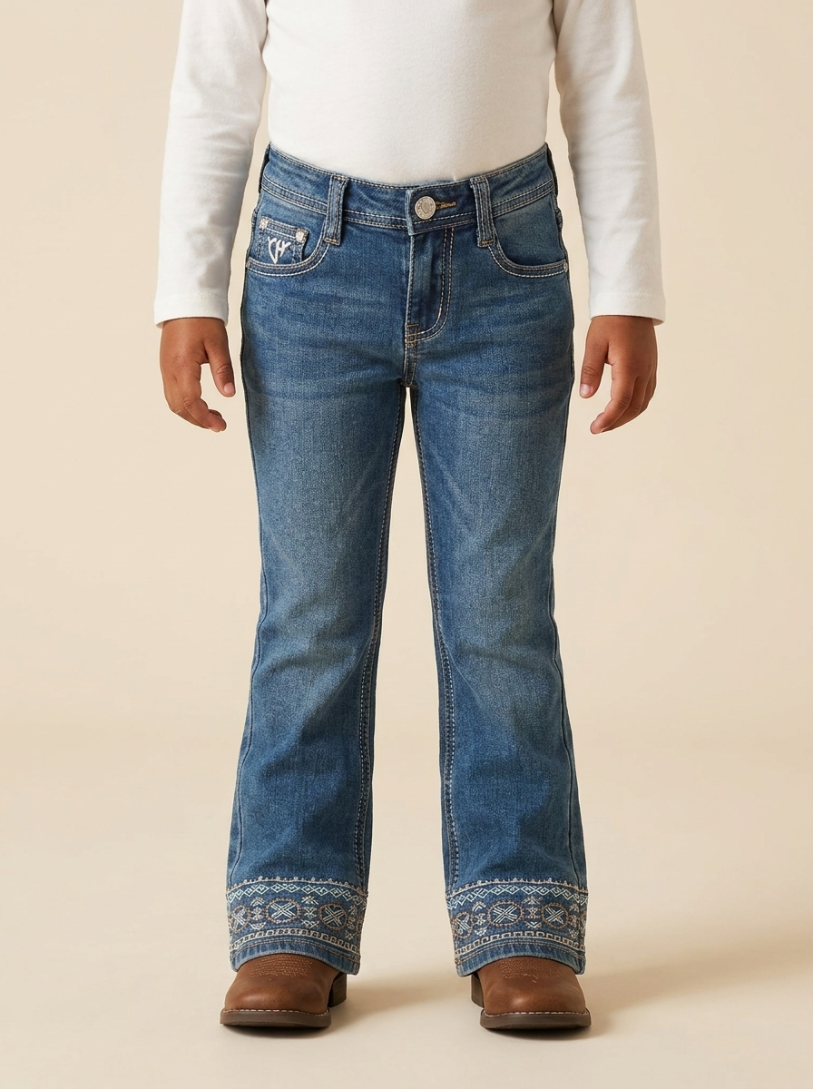 Cowboy Hardware Youth Western Jean with Aztec Embroidered Hem